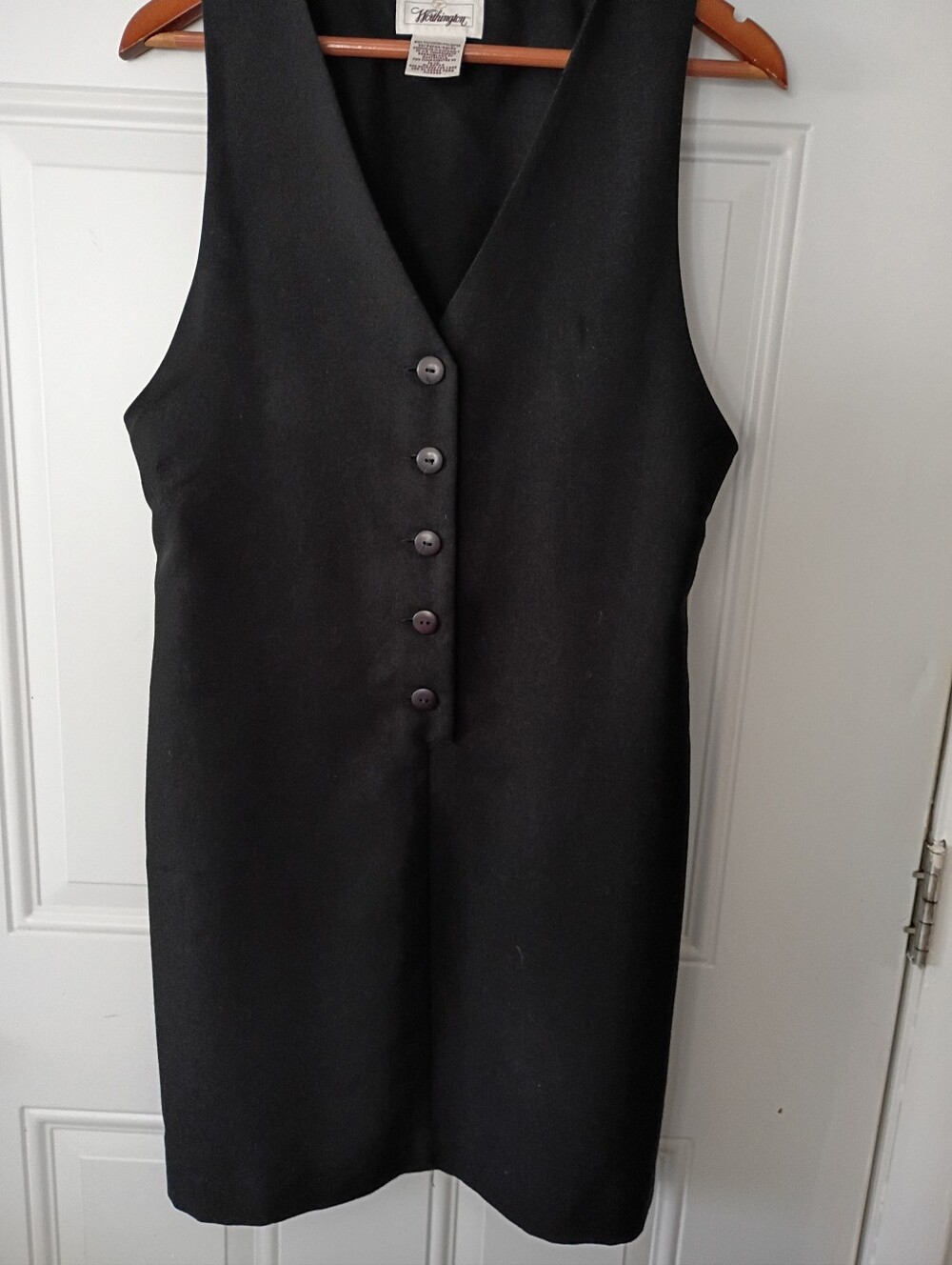 Worthington Black Sleeveless Button-Front Midi Dress
